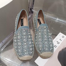 진주 에스파듀 슬립온 여성 발편한 여름 단화 큐빅