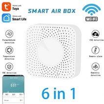 미세먼지측정기 공기질측정기 초미세먼지측정기 zigbee wifi tuya smart air quality sensor pm2.5 pm10 감지기 온도 습도 모니터 meter, 와이파이 6 in 1