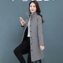 MOSAIRATION 여성 춘추용 롱 코트 체크 패딩점퍼 누빔솜 하이넥 아우터 마담옷 엄마옷 빅사이즈 SFW0908017