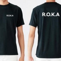 R.O.K.A 커스텀 화이트 라운드 쿨 반팔티셔츠 길단 유니폼 유니폼제작 커스텀티셔츠 티셔츠제작 굿즈 굿즈제작 주문제작