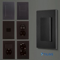 틸인스 Ti2 다크블랙 전기 스위치 매립 콘센트 커버 교체 방 벽 인테리어 USB 방우형, 20.Ti다크그레이_방우콘센트 1구