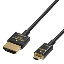 ELECOM micro HDMI 케이블 1.5m 프리미엄 슈퍼 슬림 4K 2K (60P) 대응 블랙