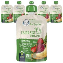 거버 인크레디 파우치 어린이 스무디 90g, 6개, 바나나 + 딸기 + 비트 + 오트밀