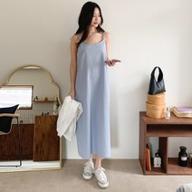 봄 여름 레이어드룩 30대 미시 여성 데일리 캐주얼 면 무지 기본 심플룩 끈 나시 이너 롱 원피스