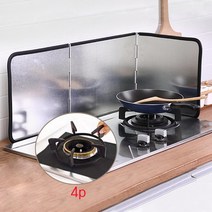 [주방깔끔2종세트 ]3단 스텐 기름 오염방지 가스렌지가드+ 꾸어 가스렌지 바닥 오염방지 보호매트 4p, 3단가드+꾸어4p매트