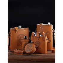 힙플라스크 가죽 스테인리스 양주 플라스크 위스키, 꽃사슴2