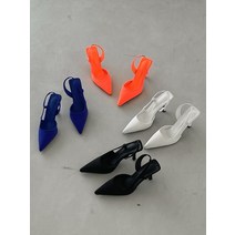 부티크 시크 네오프랜 스틸레토 쿠션 슬링백 하이힐 8cm