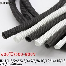 동관 열교환기 고온 화학 유리 섬유 튜브 슬리브 1/5M ID 1mm 40mm 꼰 600 Deg. C, [13] 12mm, 01 WHITE, [01] 1 Meter