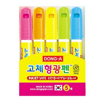 동아연필 고체형광펜세트 원형, 5색, 18개