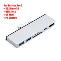 Microsoft SurfacePro 7Pro 4Pro 5Pro 6 USB 3.0 카드 리더 허브 SDTF micro SD 용 4K HDMI 1000Mb 기가비트 이더넷 어댑터, [04] 스페이스 그레이