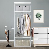 쉬운조립 옷방 자취 원룸용 가방수납 선반행거옷장 심플 가정용 봉제공장용 고시원용 기본, 내추럴베플화이트 80