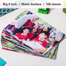 디지털앨범사진 인쇄 패키지 당 100 장 고품질 디지털 3R 4R 종이 방수 페이지, 07 Big 5 inch (Matte)