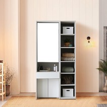 나무뜰 도앤 수납형 전신거울 화장대 1000 JNF010C, 화이트