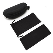 하드 쉘 선글라스 케이스 EVA 충격 방지 안경 보호 홀더 극세사 파우치 포함 블랙.