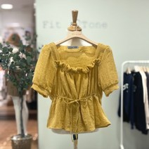 핏앤톤 스퀘어넥 허리리본 블라우스(FTABL1079)