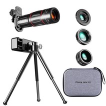 고배율망원경 어안렌즈 스마트폰 망원렌즈 별빛 확대경 28x hd mobile phone camera lens telescope zoom macro lens for iphone, 검은색