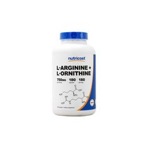 [Nutricost] 뉴트리코스트 L-아르기닌 + L-오르니틴 750 mg 180 캡슐