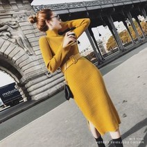 출근 일상 경량 쏙 세련된 롱니트원피스 편안한 40대 반목 코트안에 룩 여행 벨트 30대 3컬러
