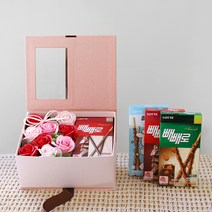 블루밍앤미 [빼빼로데이 선물]비누꽃 플라워 BOX & 빼빼로(3개) SET, 블랙:11월10일(목) 발송