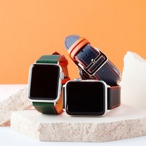 아이조이기프트 애플워치 호환 이태리 부테로 가죽 스트랩 시계줄 밴드, 네이비, 애플워치41mm/42mm/45mm, 남여공용 160mm~190mm