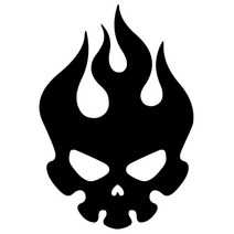 삼항LED FIRE SKULL 불꽃 해골 스티커 / 차량 데칼 반사스티커 (낱개 1개), 화이트