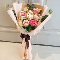러블리팜 조화 로즈10 돈꽃다발, 핑크