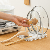 조리도구 받침대 냄비뚜껑 거치대 주방 정리대 국자 걸이, 화이트