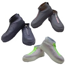 신발방수커버 실리콘 레인슈즈 비올때신발 지퍼형, XL, 블랙