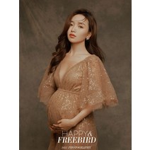 만삭 촬영 원피스 드레스 출산 소품 스파클 시퀀스 튤 가운 임산부용 파티 액세서리
