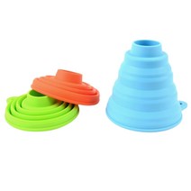 입구 넓은 대형 실리콘 접이식 자바라 깔때기 깔대기 오일 깔데기 홀 기름 소분 소분용, 색상, 그린, 1개