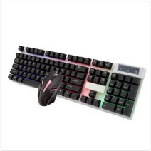 속기사 키보드 키보드 및 마우스 콤보 컴퓨터 유선 Usb 게임 플로팅 기계식 RGB USB 포트 데스크탑 노트북, 한개옵션2, 02 Black Sets, 한개옵션1