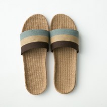 왕골 라탄 심플라인 여름 슬리퍼, 민트 + 브라운