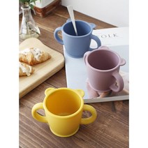 유아용 안전한 말랑 양손실리콘 컵 2개 외출 유아식기추천 아기이유식용품 냉장고정리, 다크블루