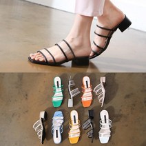 [애슬릿] 편한 스퀘어 PVC 유니크 슬리퍼 3cm