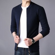 남성 남자 정장 기본 가디건 니트 슬림 라운드넥 집업 재킷
