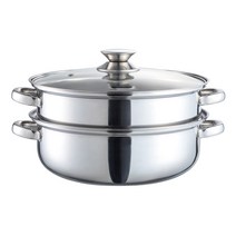 IH 인덕션 스텐 2단 찜솥 28cm 대형찜기 큰 냄비, 1개