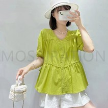 MOSAIRATION 여름 여성 블라우스 루즈핏 데일리 반팔 셔츠 뱃살커버 ZH23071119