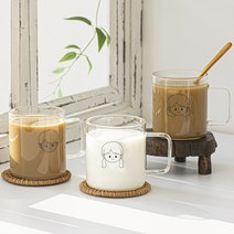 윤생활 커플 머그컵 빵순이와 돌이 내열유리컵 집들이선물, 돌이360ml