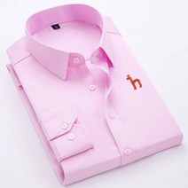 구김없는 긴팔 슬림핏 와이셔츠 Luxury Brand Mens Classic Hazzy Dog 자수 셔츠 남성 단추 위로 캐주얼 블라우스 탑스 Standard-fit Long Sl
