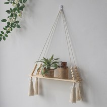 파렛트랙 선반 건조기앵글 음료보관대 마크라메 벽걸이 선반 Boho 홈 데코 벽에 나무 장식 침실 거실, 04 Shelves M0742