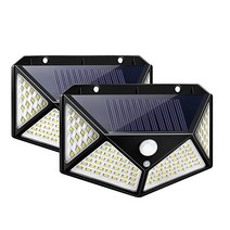 YLHogar 태양광 야외 120 LED 조명 반사판 및 3가지 조명 모드 모션 센서 보안 조명 IP65 방수 태양열 전원 정원 파티오 마당용 (2팩), Black