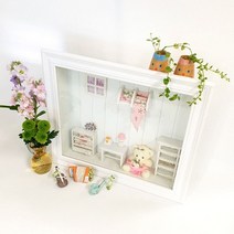 Countryitem 화이트 핑크베어 미니어쳐 액자, 단품