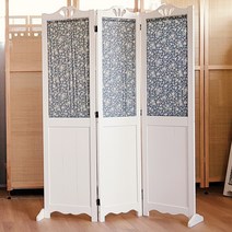 가구야히메 원목 패브릭 패널 파티션 3단 가림막 가리개, 화이트
