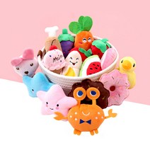 온니원펫 반려견 강아지 이갈이 애기 분리불안 봉제 삑삑이 뽁뽁이 애착 인형 장난감, 분홍스타