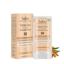Babo Botanicals 틴트 모이스처라이징 페이스 미네랄 스틱 자외선 차단 SPF 50 70+ 유기농 성분 무향 17g(0.6온스)