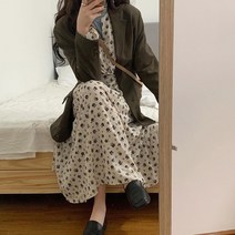 [리엘라]클렌티 플라워랩 플레어롱원피스