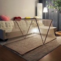 TSi 원터치 모기장 대형 침대 바닥 접이식 텐트 1 2 3 4 인용 아기 유아 사각 폴딩 싱글 더블 퀸, 2.브라운