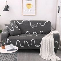 쇼파천갈이 가죽쇼파커버1/2/3/4 Seater 인쇄 된 탄성 소파 커버 스트레치 격자 무늬 슬리퍼 거실 의자 홈, 15 15_04 4-Seater 235-300cm