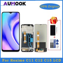 Realme C11 C12 C15 디스플레이 RMX2180 RMX2185 RMX2189 LCD 터치 스크린 디지타이저 어셈블리 교체 Par 용 오리지널, 01 N라운드 넥 Frame
