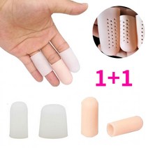 톡톡창고 손가락 보호골무 2p 1+1 핑거커버 손가락골무 핑거코트 라텍스골무 골무 실리콘골무 손가락보호장갑, 소흰색-통풍중살구